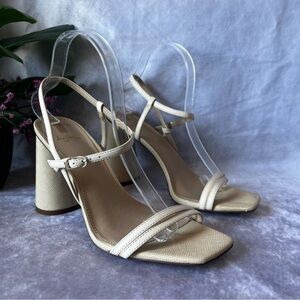SAM Edelman Women Kit Slingback Block Heel Sandal Cream Size 9